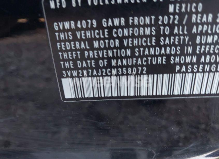 Photo 9 of 2012 Volkswagen Jetta 2.0L S (VIN 3VW2K7AJ2CM358072)