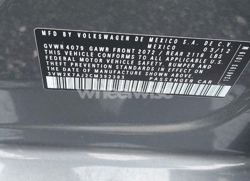 Photo 9 of 2012 Volkswagen Jetta 2.0L S (VIN 3VW2K7AJ2CM392383)