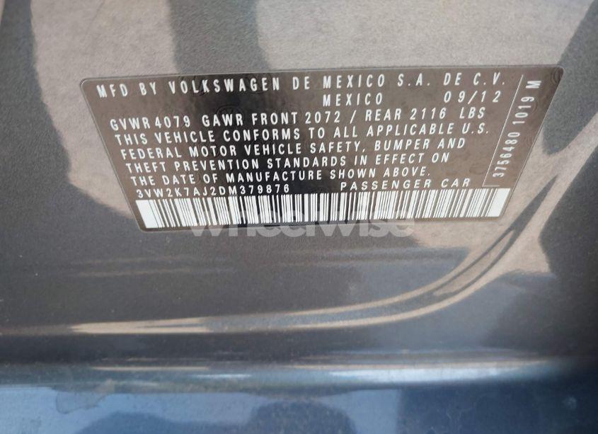 Photo 9 of 2013 Volkswagen Jetta 2.0L S (VIN 3VW2K7AJ2DM379876)