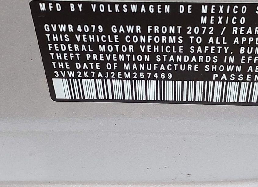 Photo 9 of 2014 Volkswagen Jetta 2.0L S (VIN 3VW2K7AJ2EM257469)