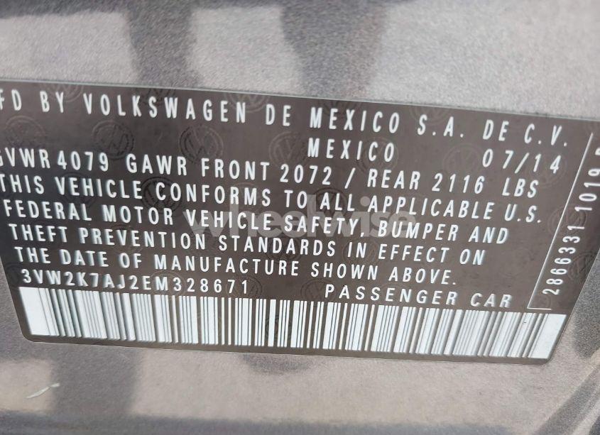 Photo 9 of 2014 Volkswagen Jetta 2.0L S (VIN 3VW2K7AJ2EM328671)