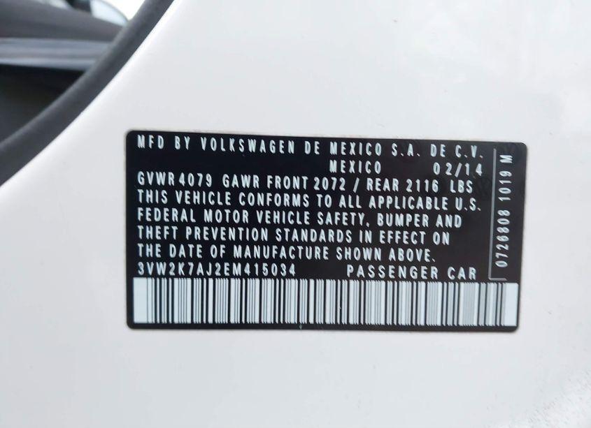 Photo 9 of 2014 Volkswagen Jetta 2.0L S (VIN 3VW2K7AJ2EM415034)