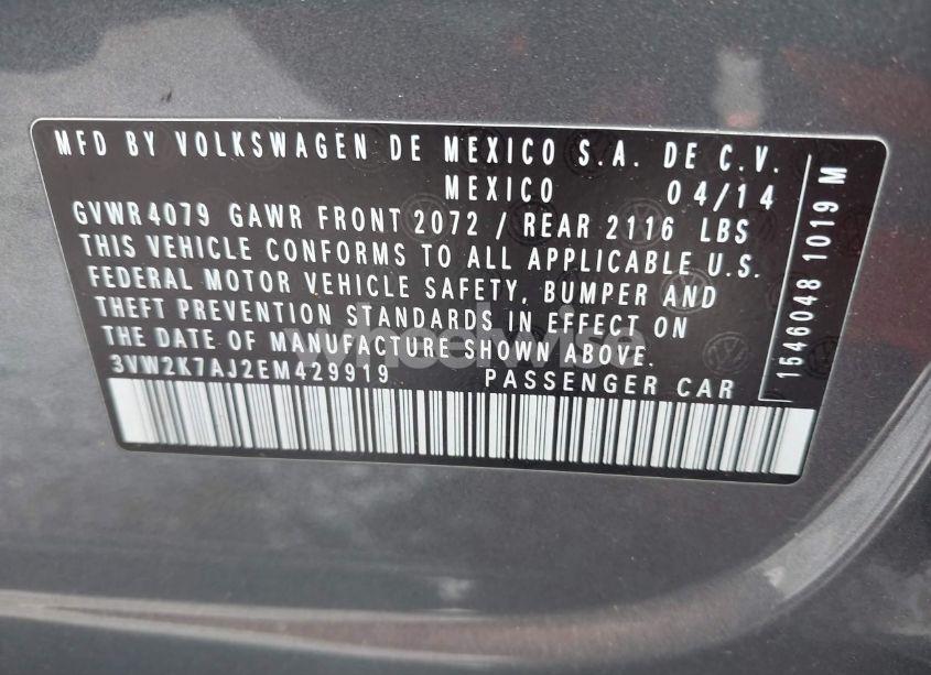 Photo 9 of 2014 Volkswagen Jetta 2.0L S (VIN 3VW2K7AJ2EM429919)