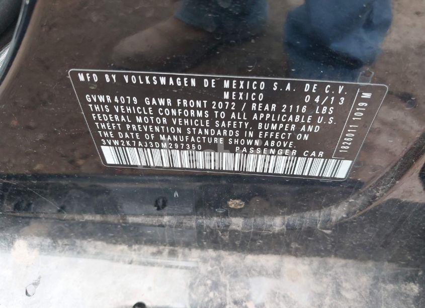Photo 9 of 2013 Volkswagen Jetta 2.0L S (VIN 3VW2K7AJ3DM297350)