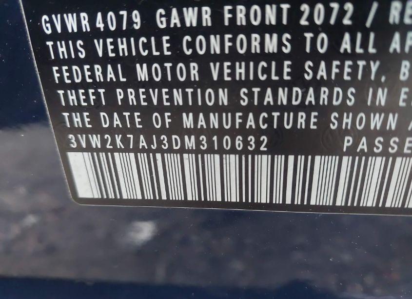 Photo 9 of 2013 Volkswagen Jetta 2.0L S (VIN 3VW2K7AJ3DM310632)