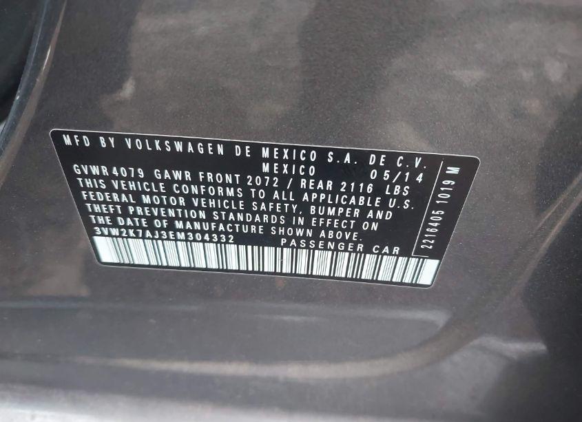 Photo 9 of 2014 Volkswagen Jetta 2.0L S (VIN 3VW2K7AJ3EM304332)