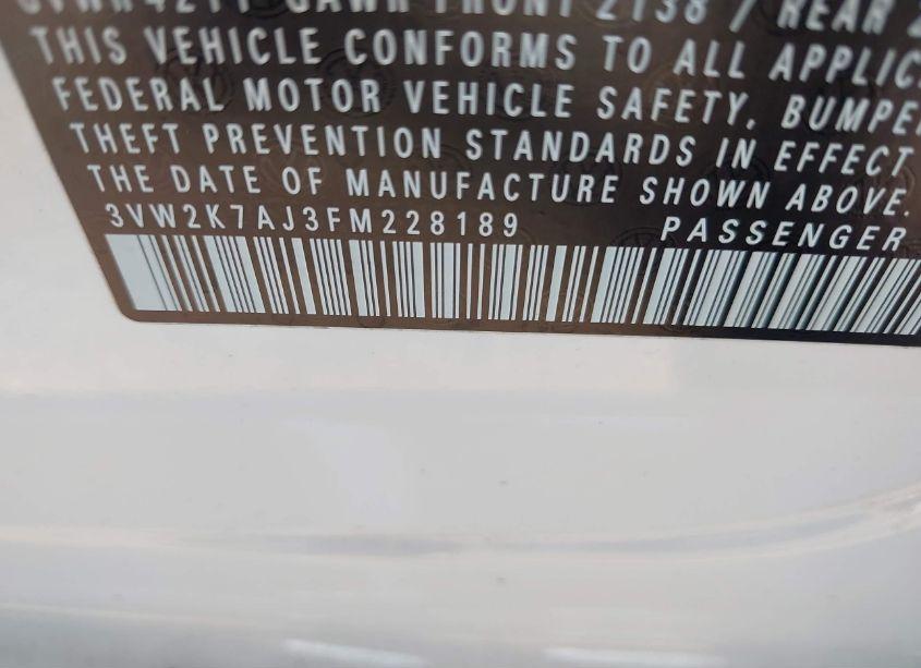 Photo 9 of 2015 Volkswagen Jetta 2.0L S (VIN 3VW2K7AJ3FM228189)