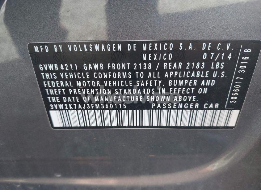 Photo 9 of 2015 Volkswagen Jetta 2.0L S (VIN 3VW2K7AJ3FM350115)