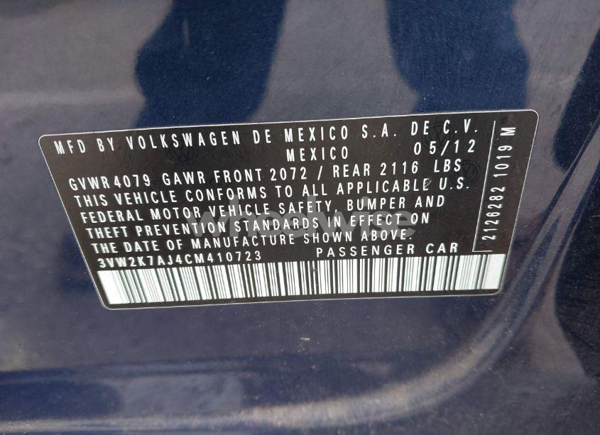 Photo 9 of 2012 Volkswagen Jetta 2.0L S (VIN 3VW2K7AJ4CM410723)