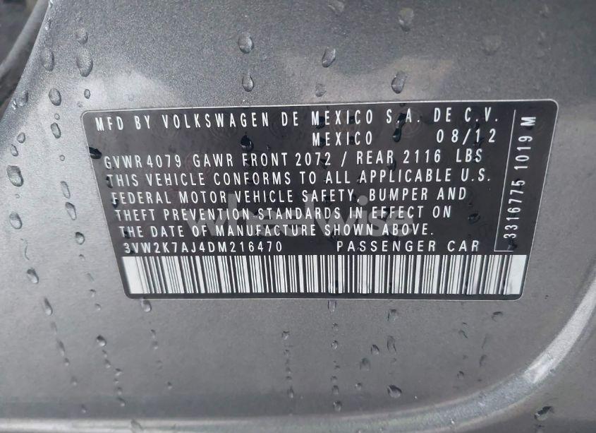 Photo 9 of 2013 Volkswagen Jetta 2.0L S (VIN 3VW2K7AJ4DM216470)