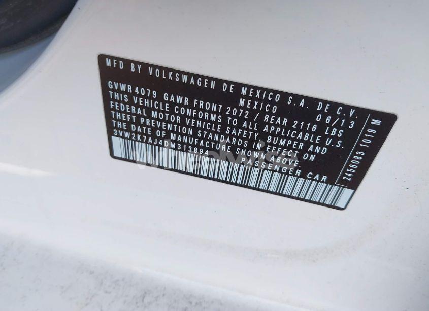 Photo 9 of 2013 Volkswagen Jetta 2.0L BASE/2.0L S (VIN 3VW2K7AJ4DM313894)