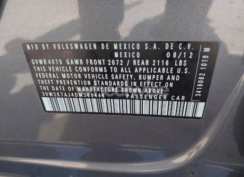 Photo 9 of 2013 Volkswagen Jetta 2.0L S (VIN 3VW2K7AJ4DM369446)