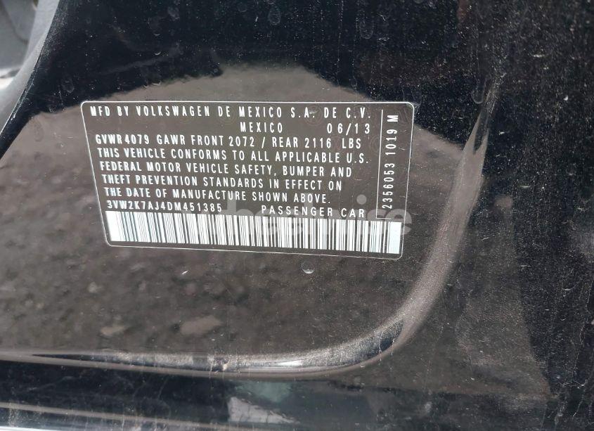 Photo 9 of 2013 Volkswagen Jetta 2.0L S (VIN 3VW2K7AJ4DM451385)