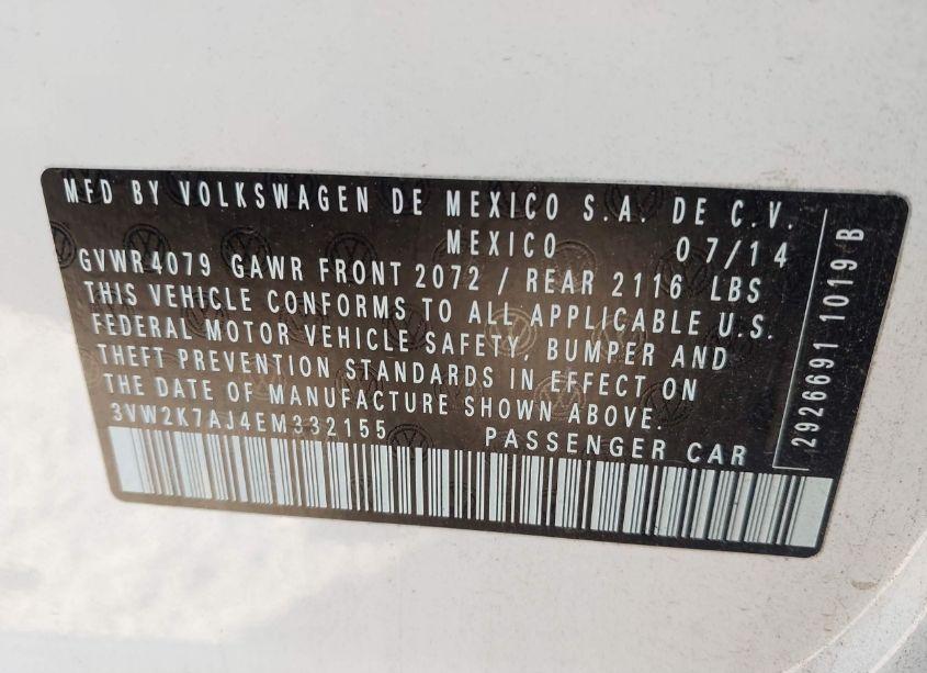 Photo 9 of 2014 Volkswagen Jetta 2.0L S (VIN 3VW2K7AJ4EM332155)