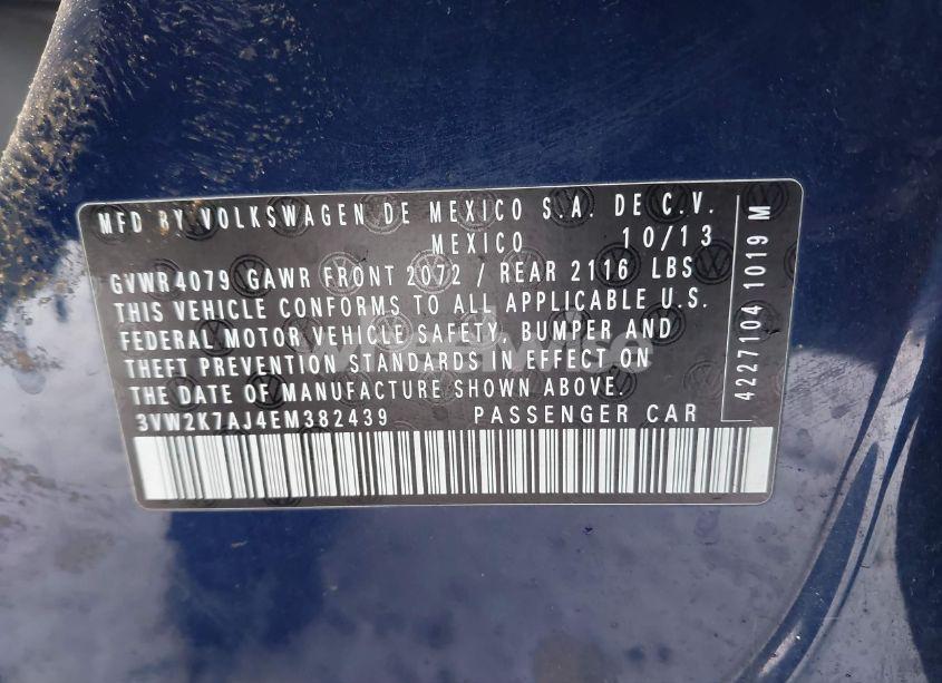 Photo 9 of 2014 Volkswagen Jetta 2.0L S (VIN 3VW2K7AJ4EM382439)