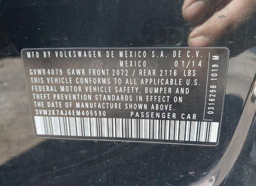 Photo 9 of 2014 Volkswagen Jetta 2.0L S (VIN 3VW2K7AJ4EM405590)