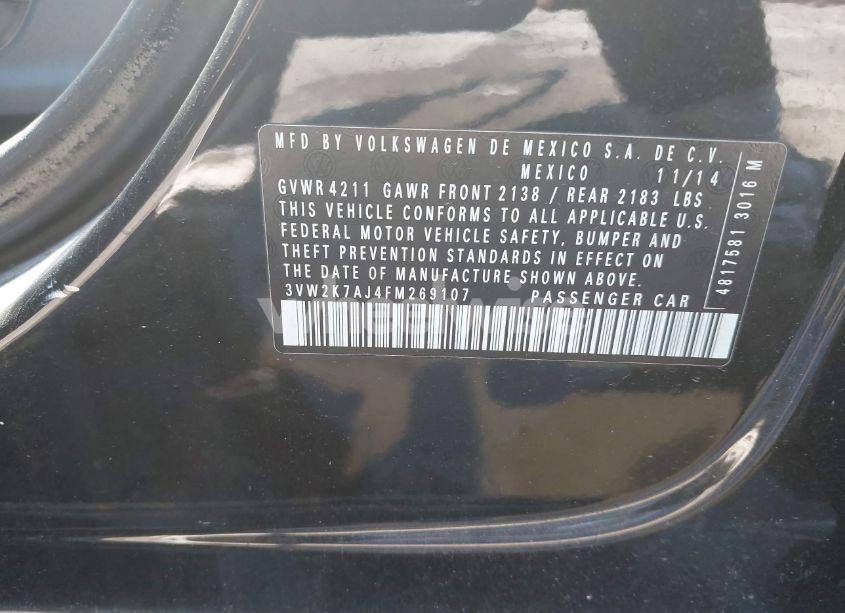 Photo 9 of 2015 Volkswagen Jetta 2.0L S (VIN 3VW2K7AJ4FM269107)