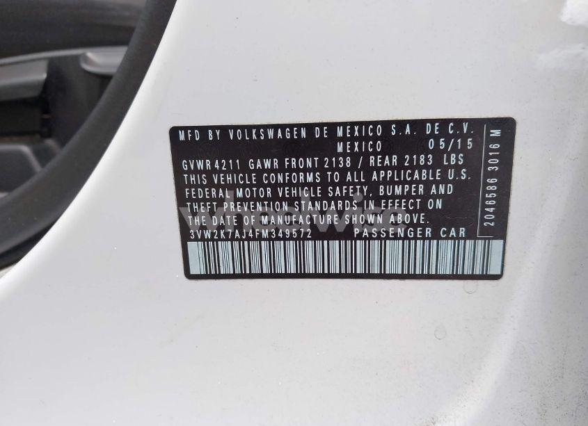 Photo 9 of 2015 Volkswagen Jetta 2.0L S (VIN 3VW2K7AJ4FM349572)