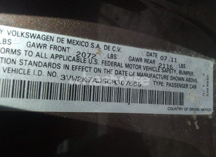 Photo 9 of 2012 Volkswagen Jetta 2.0L S (VIN 3VW2K7AJ5CM307665)