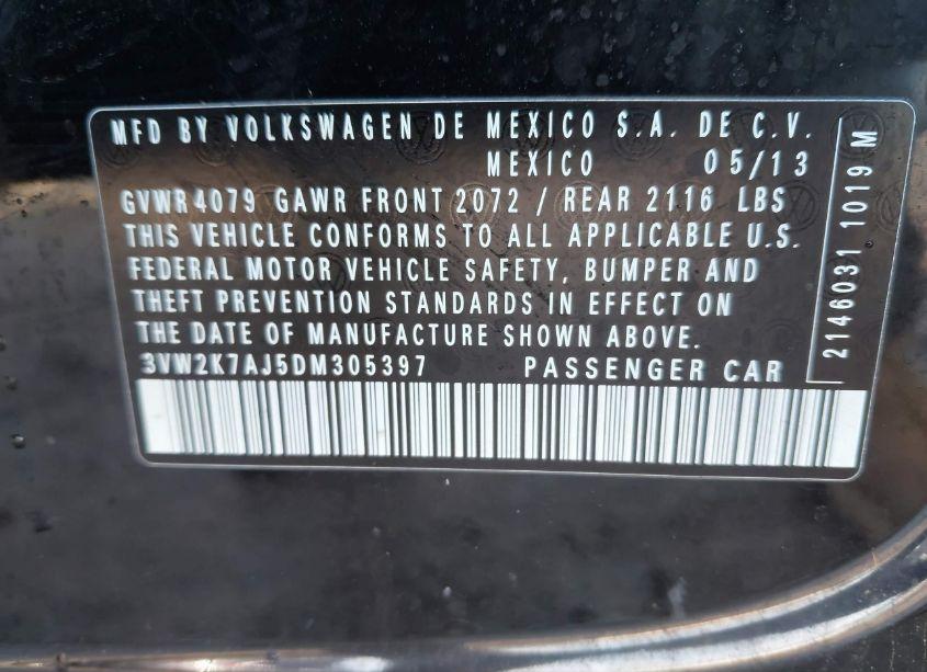 Photo 9 of 2013 Volkswagen Jetta 2.0L S (VIN 3VW2K7AJ5DM305397)