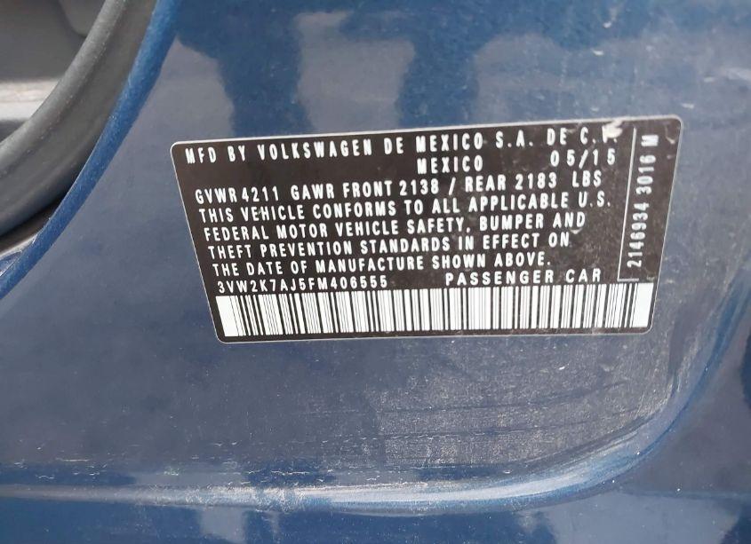 Photo 9 of 2015 Volkswagen Jetta 2.0L S (VIN 3VW2K7AJ5FM406555)