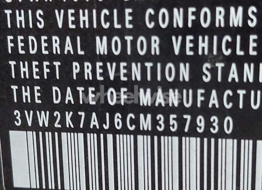 Photo 9 of 2012 Volkswagen Jetta 2.0L S (VIN 3VW2K7AJ6CM357930)