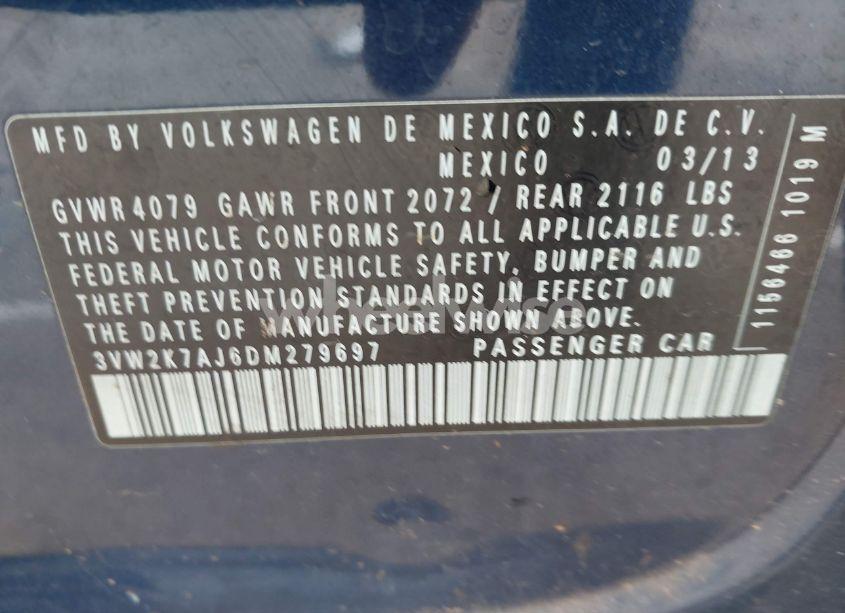 Photo 9 of 2013 Volkswagen Jetta 2.0L S (VIN 3VW2K7AJ6DM279697)