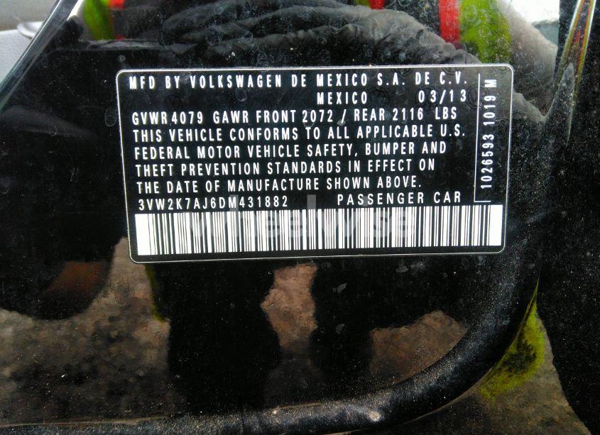 Photo 9 of 2013 Volkswagen Jetta 2.0L S (VIN 3VW2K7AJ6DM431882)