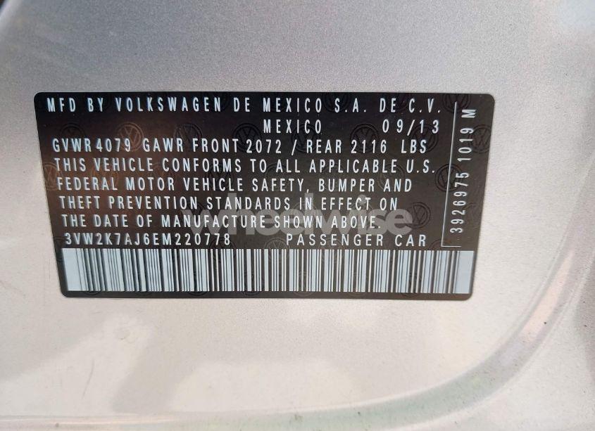 Photo 9 of 2014 Volkswagen Jetta 2.0L S (VIN 3VW2K7AJ6EM220778)