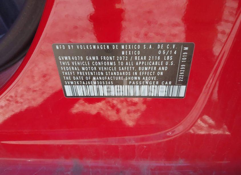 Photo 9 of 2014 Volkswagen Jetta 2.0L S (VIN 3VW2K7AJ6EM305345)