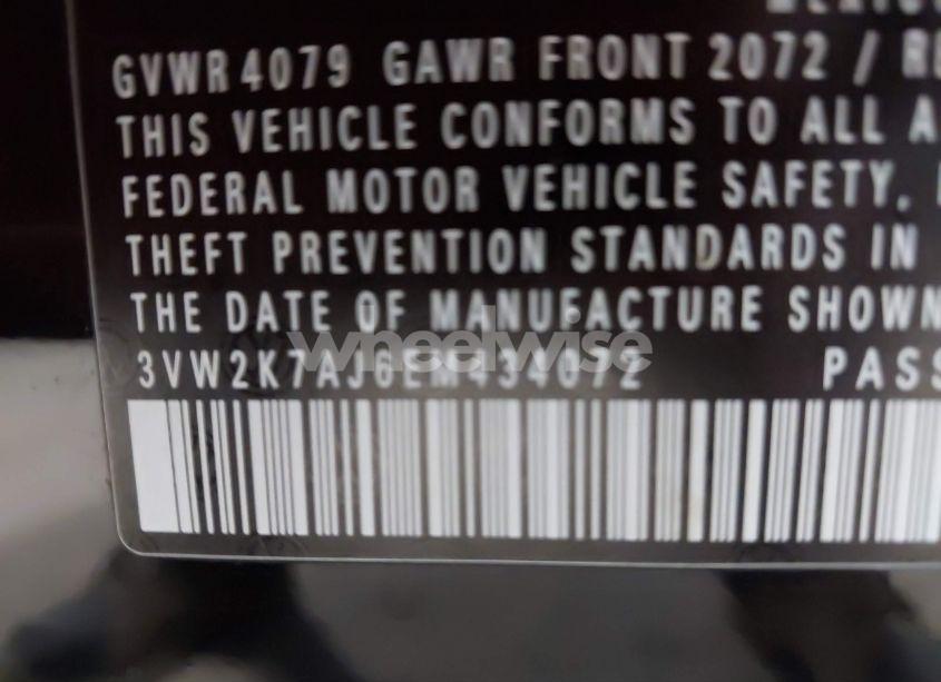 Photo 9 of 2014 Volkswagen Jetta 2.0L S (VIN 3VW2K7AJ6EM434072)