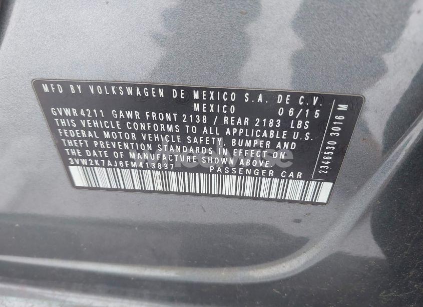 Photo 9 of 2015 Volkswagen Jetta 2.0L S (VIN 3VW2K7AJ6FM413837)