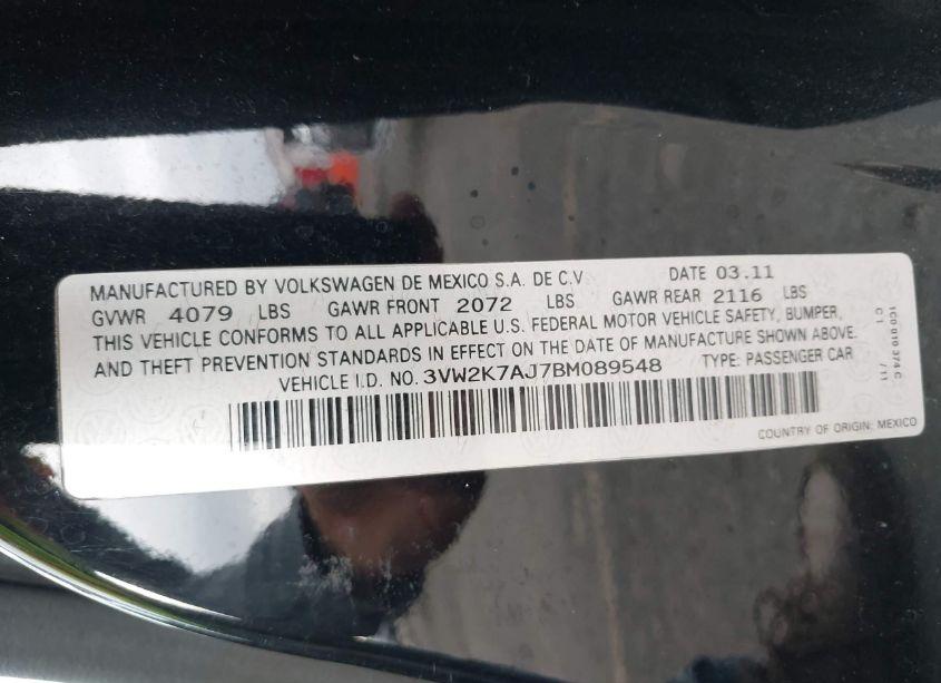 Photo 9 of 2011 Volkswagen Jetta 2.0L S (VIN 3VW2K7AJ7BM089548)