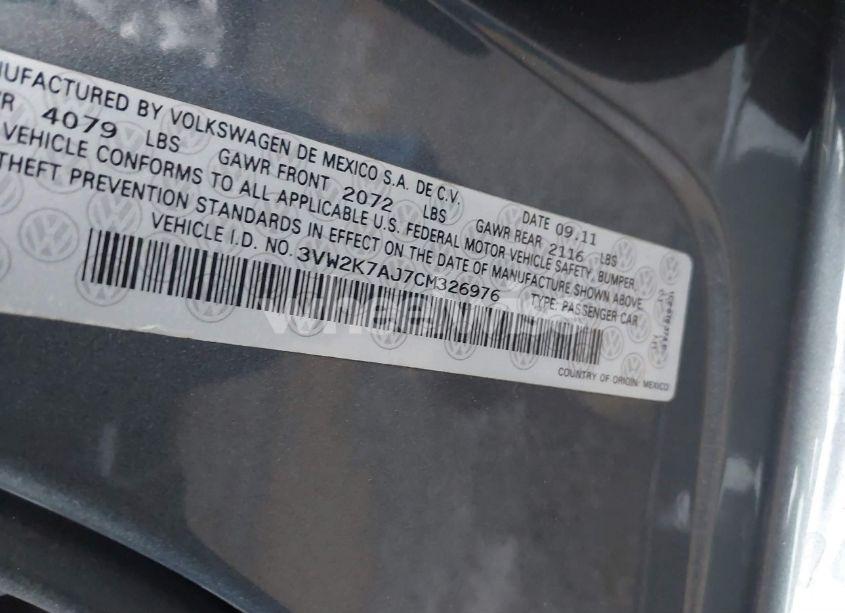 Photo 9 of 2012 Volkswagen Jetta 2.0L S (VIN 3VW2K7AJ7CM326976)