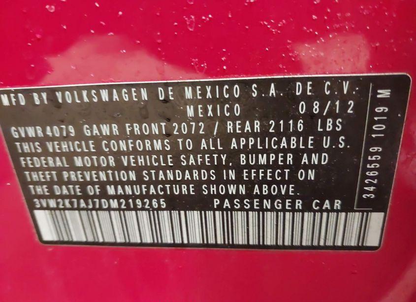 Photo 9 of 2013 Volkswagen Jetta 2.0L S (VIN 3VW2K7AJ7DM219265)