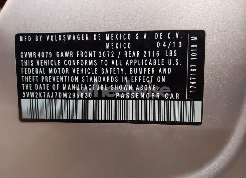 Photo 9 of 2013 Volkswagen Jetta 2.0L S (VIN 3VW2K7AJ7DM295830)