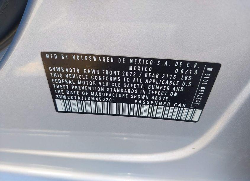 Photo 9 of 2013 Volkswagen Jetta 2.0L BASE/2.0L S (VIN 3VW2K7AJ7DM450201)