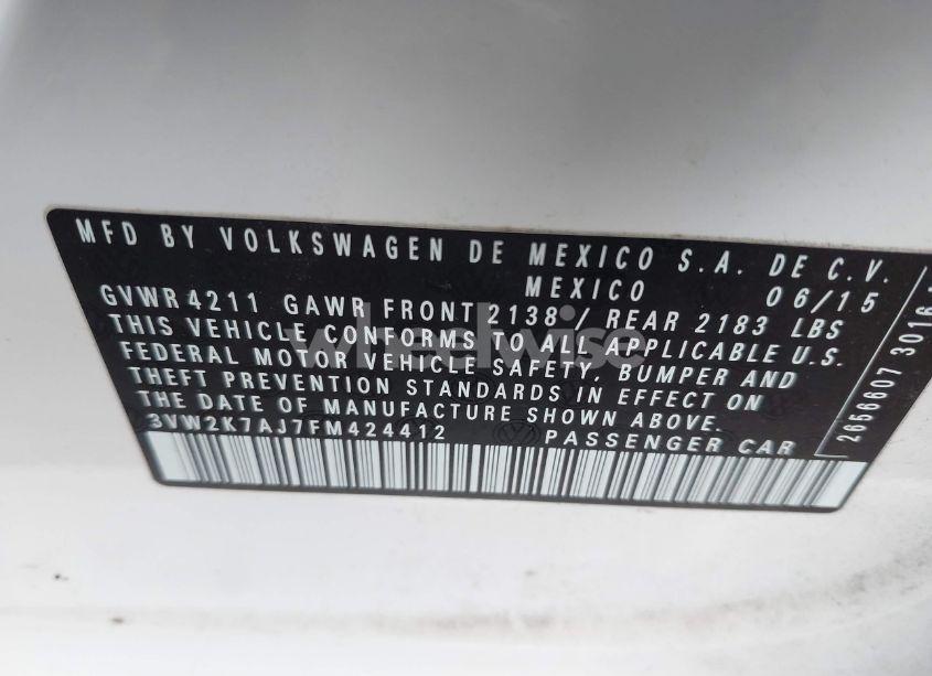 Photo 9 of 2015 Volkswagen Jetta 2.0L S (VIN 3VW2K7AJ7FM424412)