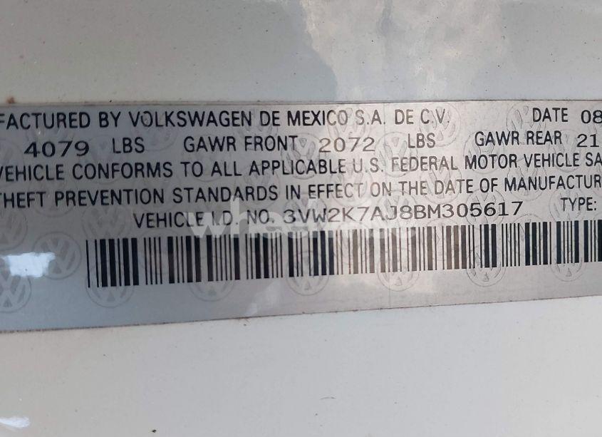 Photo 9 of 2011 Volkswagen Jetta 2.0L S (VIN 3VW2K7AJ8BM305617)