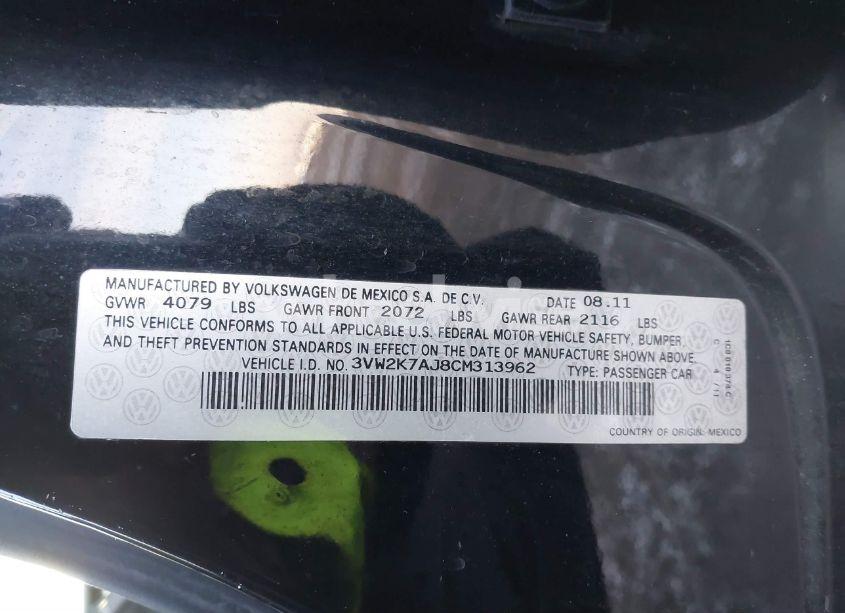 Photo 9 of 2012 Volkswagen Jetta S (VIN 3VW2K7AJ8CM313962)