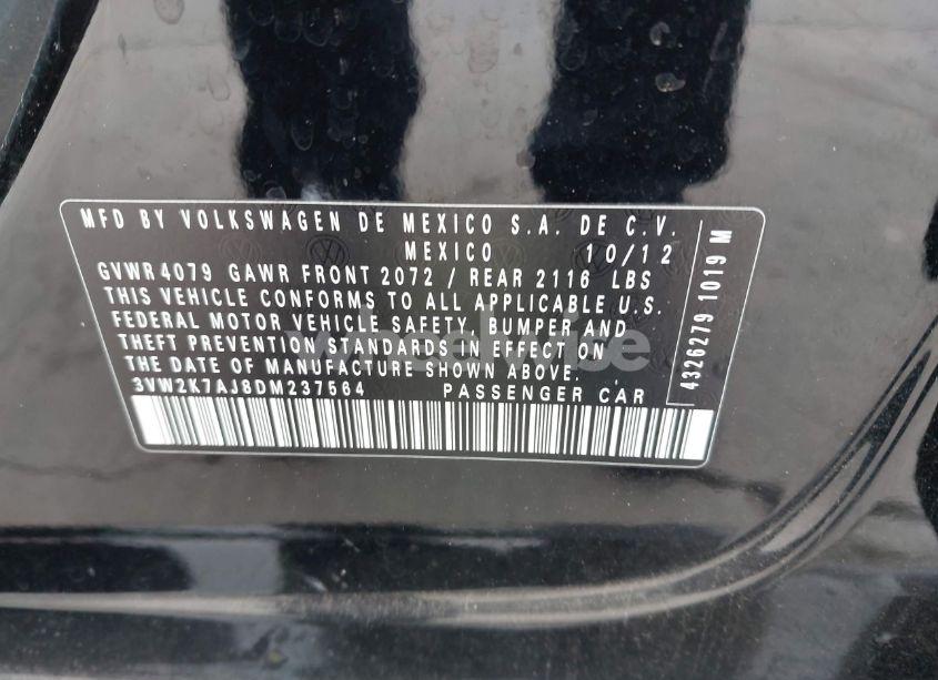 Photo 9 of 2013 Volkswagen Jetta 2.0L S (VIN 3VW2K7AJ8DM237564)