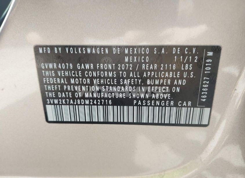 Photo 9 of 2013 Volkswagen Jetta 2.0L S (VIN 3VW2K7AJ8DM242716)