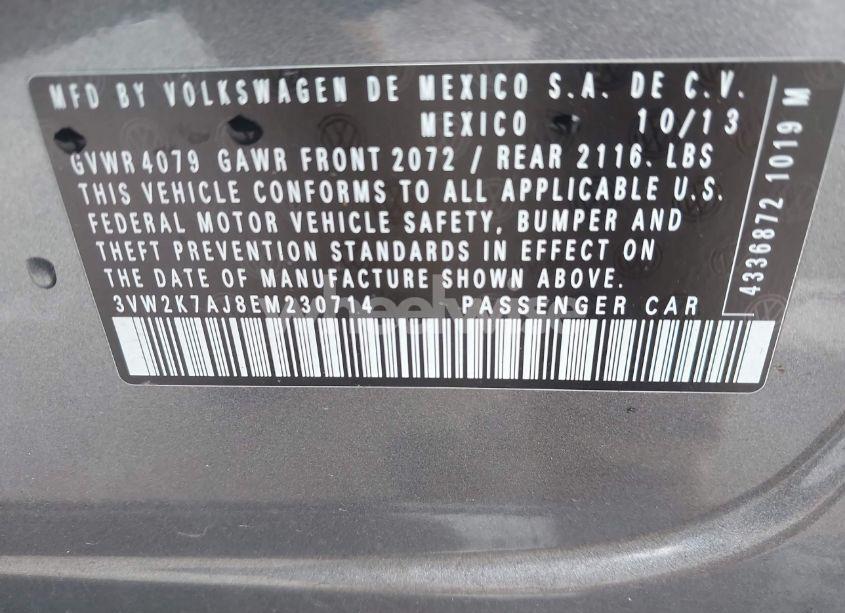 Photo 9 of 2014 Volkswagen Jetta 2.0L S (VIN 3VW2K7AJ8EM230714)