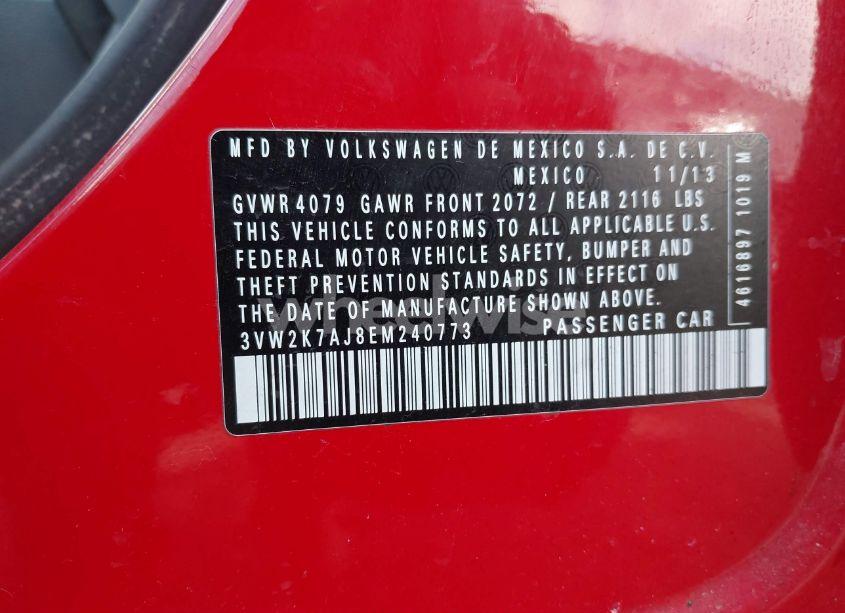 Photo 9 of 2014 Volkswagen Jetta 2.0L S (VIN 3VW2K7AJ8EM240773)