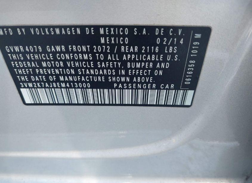 Photo 9 of 2014 Volkswagen Jetta 2.0L S (VIN 3VW2K7AJ8EM413000)