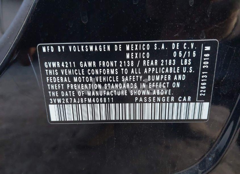 Photo 9 of 2015 Volkswagen Jetta 2.0L S (VIN 3VW2K7AJ8FM406811)