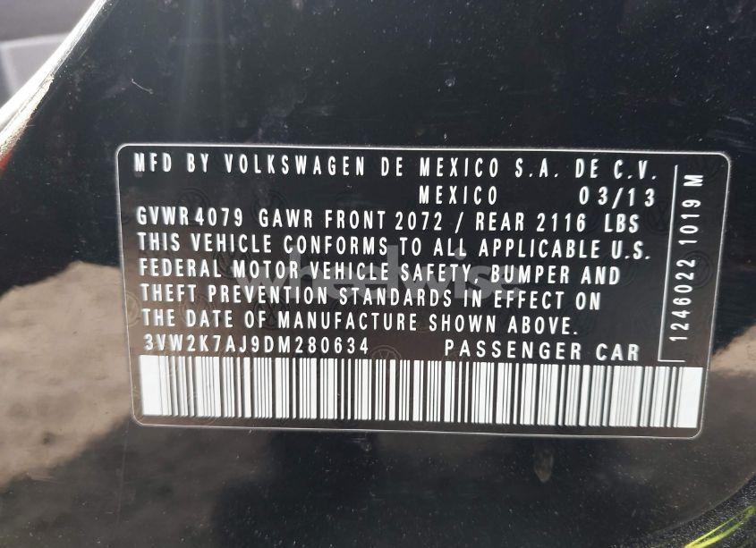 Photo 9 of 2013 Volkswagen Jetta 2.0L S (VIN 3VW2K7AJ9DM280634)