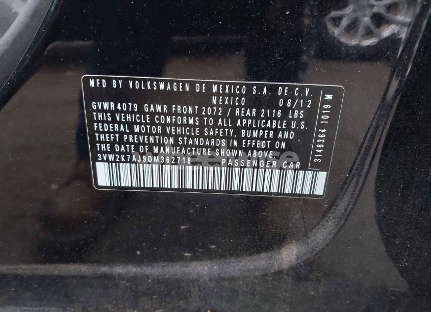 Photo 9 of 2013 Volkswagen Jetta 2.0L S (VIN 3VW2K7AJ9DM362718)