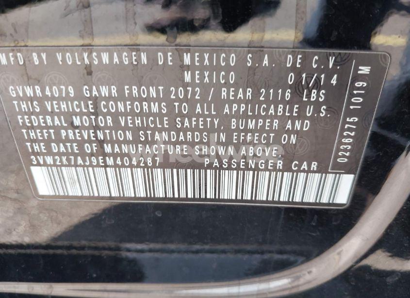 Photo 9 of 2014 Volkswagen Jetta 2.0L S (VIN 3VW2K7AJ9EM404287)
