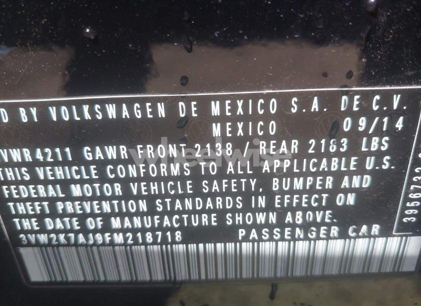 Photo 9 of 2015 Volkswagen Jetta 2.0L S (VIN 3VW2K7AJ9FM218718)